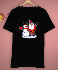 Snowman Merry Christmas Hug Santa T Shirt 1