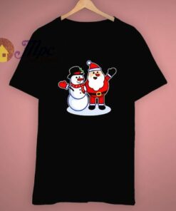 Snowman Merry Christmas Hug Santa T Shirt 1 Snowman Merry Christmas Hug Santa T Shirt 3
