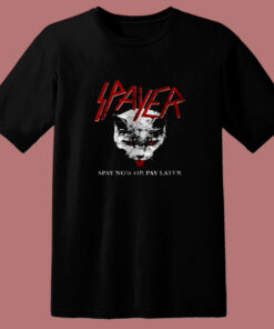 Spayer Funny Vintage Style Slayer Parody Cat 80s T Shirt