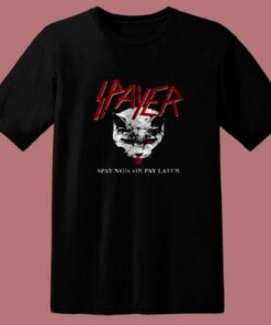 Spayer Funny Vintage Style Slayer Parody Cat 80s T Shirt
