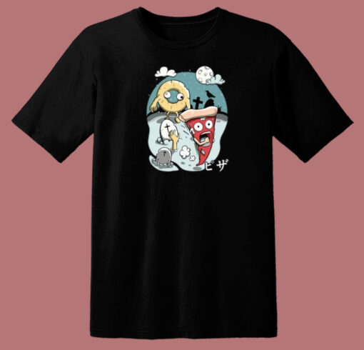 Spooky Night Pizza Funny 80s T Shirt Style