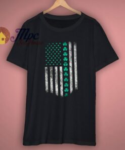 St Patricks Day USA Flag Shamrock Clover T Shirt