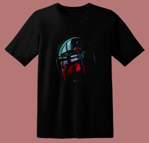 Star Wars The Mandalorian Helmet Scene Fill 80s T Shirt