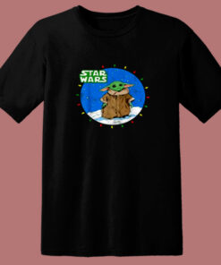 Star Wars Yoda Mandalorian Lights Christmas 80s T Shirt 1