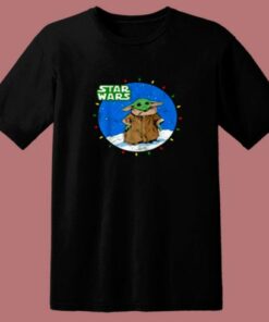 Star Wars Yoda Mandalorian Lights Christmas 80s T Shirt 1 Star Wars Yoda Mandalorian Lights Christmas 80s T Shirt 2