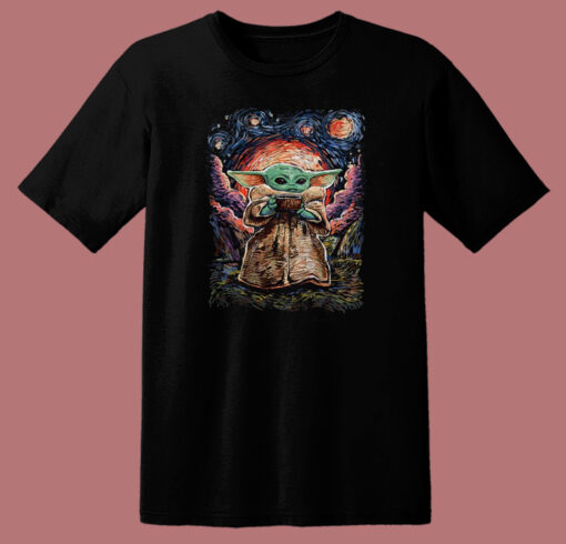 Starry Night Baby Yoda 80s T Shirt Style