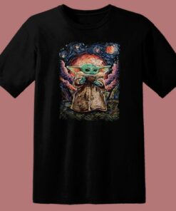 Starry Night Baby Yoda 80s T Shirt Style