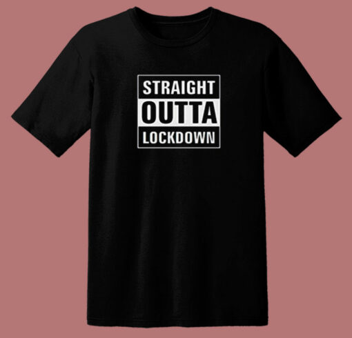 Straight Outta Lockdown Parody 80s T Shirt