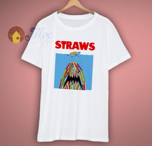 Straws Jaws Turtle Parody T Shirt