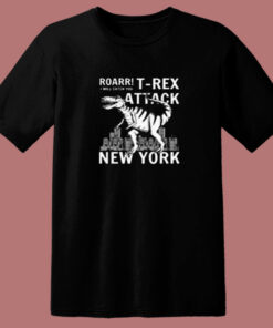 T Rex Attacks New York 80s T Shirt 1