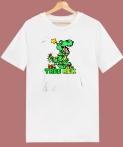 T Rex Christmas Xmas 80s T Shirt 1