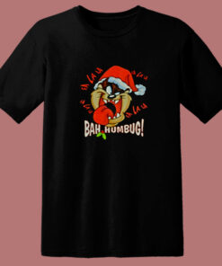 Tasmanian Bah Humbug Tongue Christmas 80s T Shirt 1