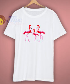 Three Pink Christmas Flamingos Santa Claus Xmas T Shirt Three Pink Christmas Flamingos Santa Claus Xmas T Shirt