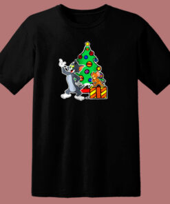 Tom And Jerry Playing Around Christmas 80s T Shirt Tom And Jerry Playing Around Christmas 80s T Shirt