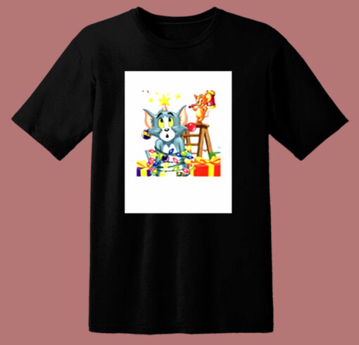 Tom Jerry Cartoon Vintage Christmas 80s T Shirt