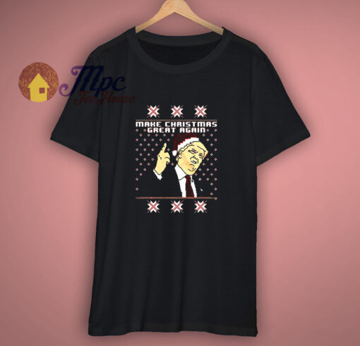 Trump In Santa Hat Funny Ugly Xmas T Shirt