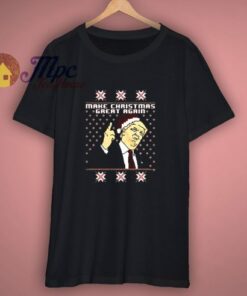 Trump In Santa Hat Funny Ugly Xmas T Shirt
