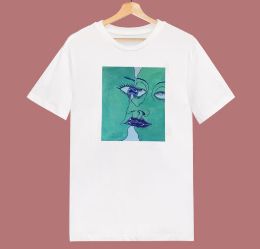 Two Green Faces 80s T Shirt Style