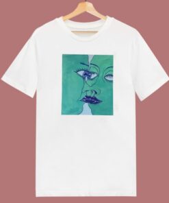 Two Green Faces 80s T Shirt Style