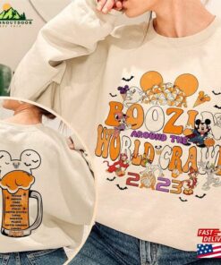 2 Sided Boozin’around The World Crawl Halloween Shirt Classic Hoodie