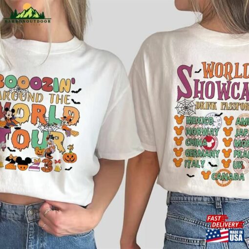 2 Sided Epcot World Tour Halloween Shirt Boozin Around The 2023 Classic T-Shirt