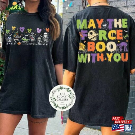 2 Sided Star Wars Halloween Shirt May The Force Boo With You Skeleton Unisex Sweatshirt