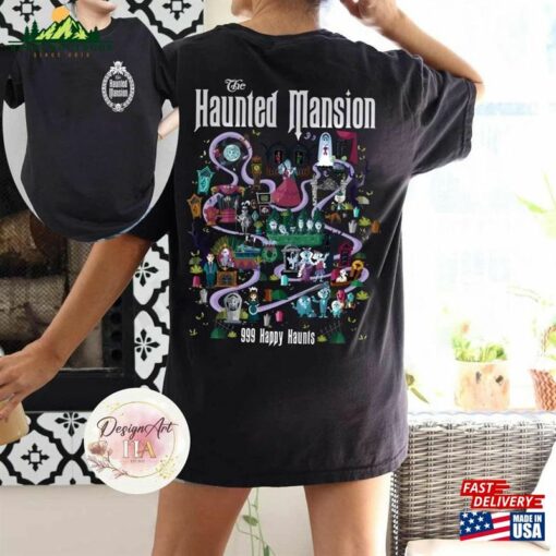 2 Sided The Haunted Mansion Shirt 999 Happy Haunts Disneyland Halloween T-Shirt Sweatshirt