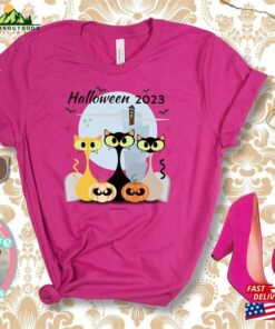 Adult Halloween 2023 Cats And Pumpkins Unisex Jersey Short Sleeve Tee Classic Hoodie