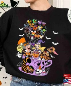 Alice In Wonderland Halloween Shirt Tea Cup Mickey Balloon T-Shirt Sweatshirt