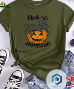 Apothecary Black Cat T-Shirt Halloween Sweatshirt Sweater Unisex Hoodie