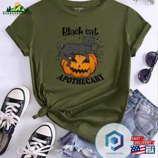 Apothecary Black Cat T-Shirt Halloween Sweatshirt Sweater Unisex Hoodie