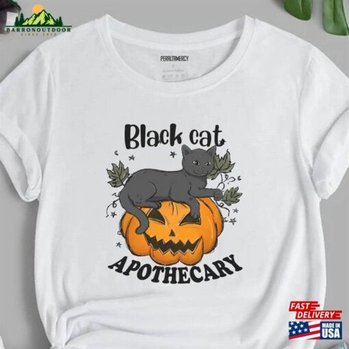 Apothecary Black Cat T-Shirt Halloween Sweatshirt Sweater Unisex Hoodie