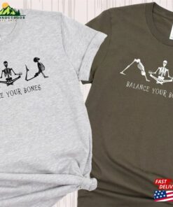 Balance Your Bones Yoga T-Shirt Vintage Fall Tee Funny Skeleton Shirt Hoodie Classic