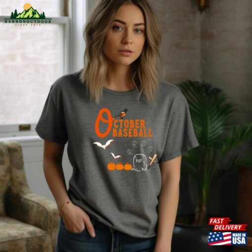 Baltimore Orioles Celebratory October Baseball Tshirt Rip Al East Casual Athletic Shirt Classic T-Shirt