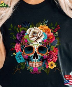 Bloom Skull Shirt Halloween 2023 Floral Boho Graphic Tee Sweatshirt Hoodie