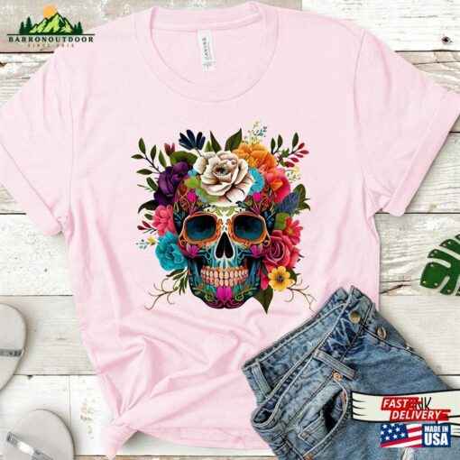 Bloom Skull Shirt Halloween 2023 Floral Boho Graphic Tee Sweatshirt Hoodie