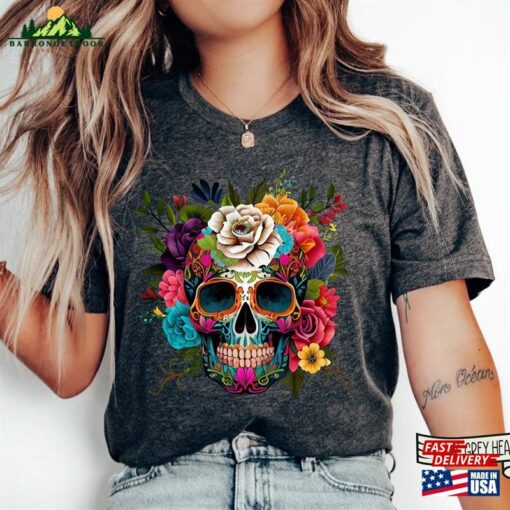 Bloom Skull Shirt Halloween 2023 Floral Boho Graphic Tee Sweatshirt Hoodie