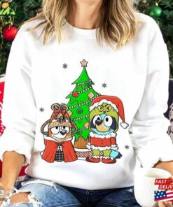 Bluey And Bingo Family Merry Christmas 2023 Comfort Color T-Shirt Sweatshirt Unisex Hoodie