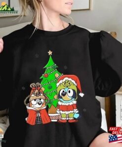 Bluey And Bingo Family Merry Christmas 2023 Comfort Color T-Shirt Sweatshirt Unisex Hoodie