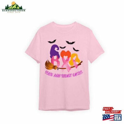 Boo Ca#Ncer Ribbon Shirt W#Itch Broom Breast Awareness Tee Sweatshirt Unisex