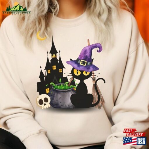 Cat Halloween Sweatshirt Witch Shirt Sweater Classic