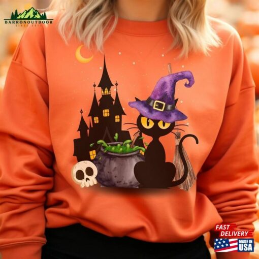 Cat Halloween Sweatshirt Witch Shirt Sweater Classic
