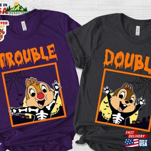 Chip N Dale Skeleton Double Trouble Disney Halloween Shirt Unisex Sweatshirt