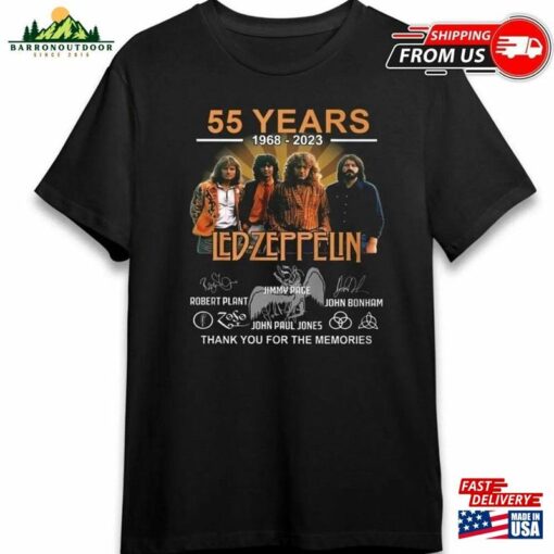 Christmas Gift 55 Years 1968 2023 Led Zeppelin Thank You For The Memories T-Shirt Sweatshirt Classic