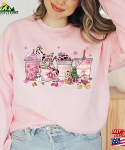 Christmas Mickey Coffee Pink Sweatshirt Disney Tee Hoodie
