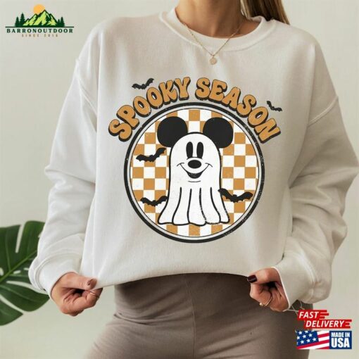 Comfort Color Mickey Ghost Halloween Shirt Pumpkin Retro Spooky Season Unisex Sweatshirt