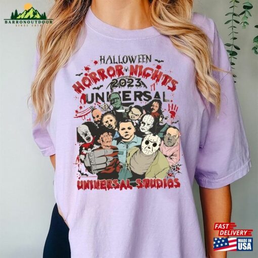 Comfort Color Vintage Horror Halloween Shirt Nights Universal Studios Characters Sweatshirt Unisex