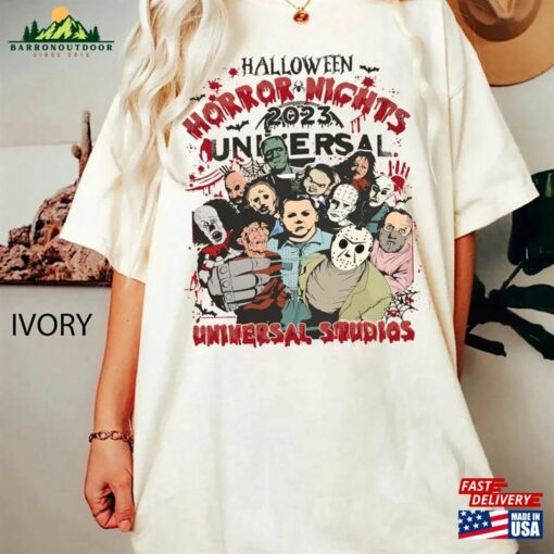 Comfort Color Vintage Horror Halloween Shirt Nights Universal Studios Characters Sweatshirt Unisex