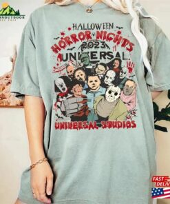 Comfort Color Vintage Horror Halloween Shirt Nights Universal Studios Characters Sweatshirt Unisex 4