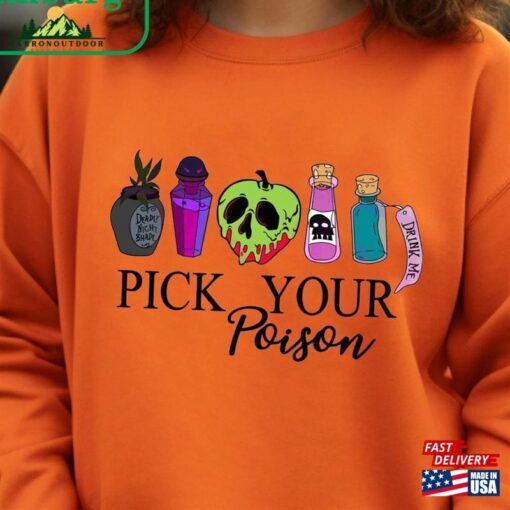 Comfort Color Vintage Retro Pick Your Poison Disneyland Halloween Shirt Villain Hoodie Classic